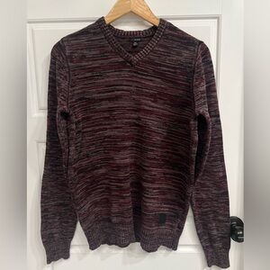 Guess Men's V-Neck Purple/Burgundy Sweater